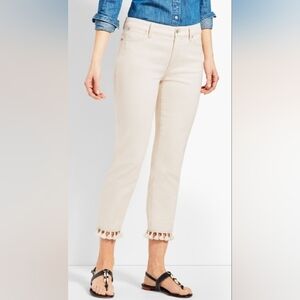 TALBOTS High Rise Crop w/ Tassel Hem
